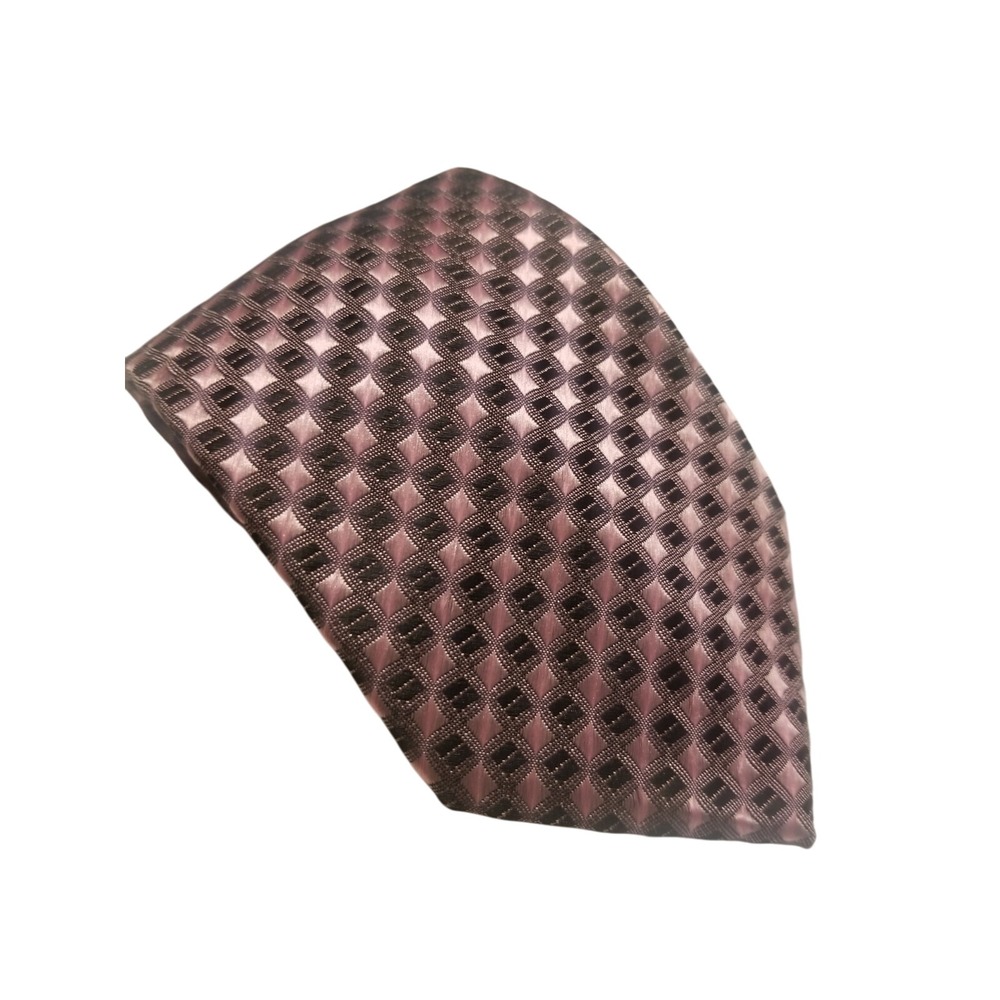 Septwolve Geometric Necktie Mauve Pink & Black Woven Pattern Business Casual Tie
